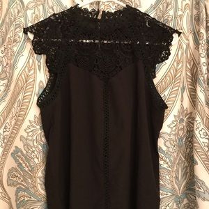 Black shirt with crochet lace